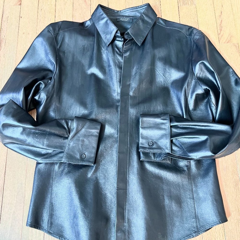 Neil Barrett Leather Shirt with French Cuffs